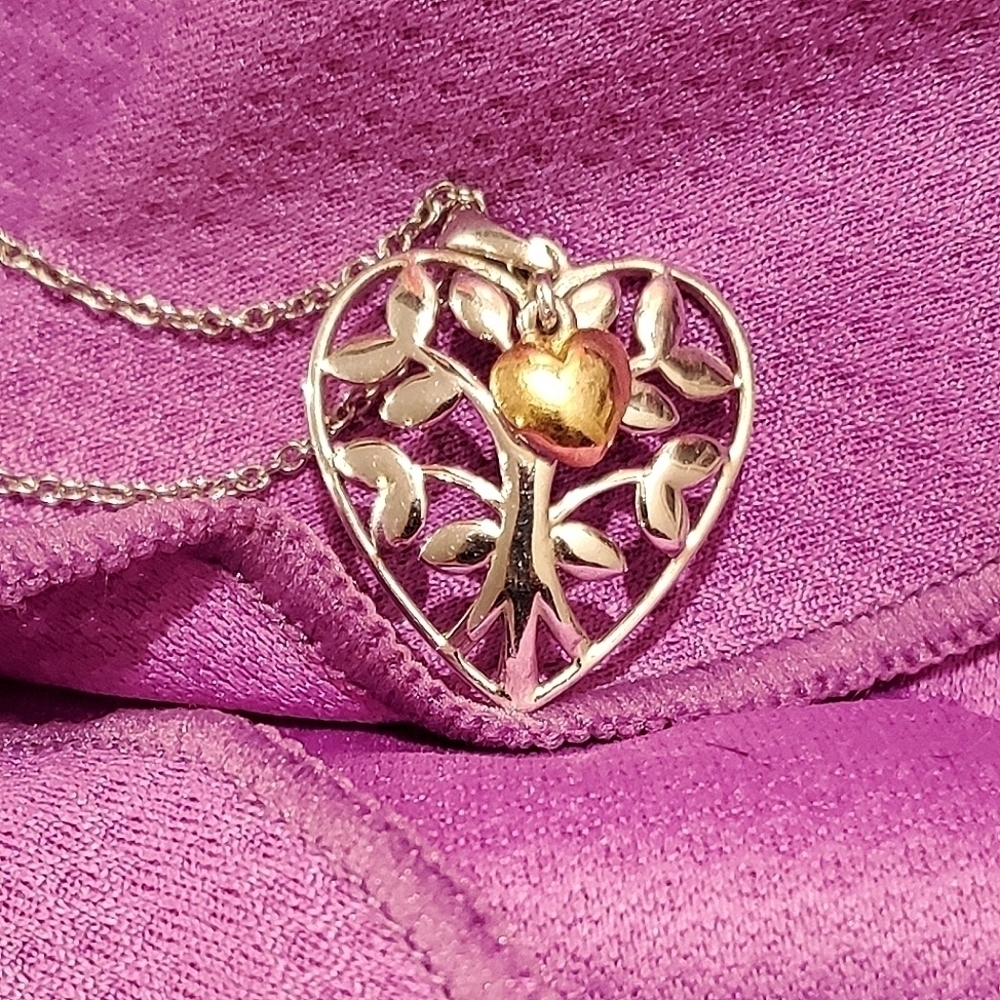 Tree Of Life Heart Sterling Silver Yg Vermeil Plating 36$